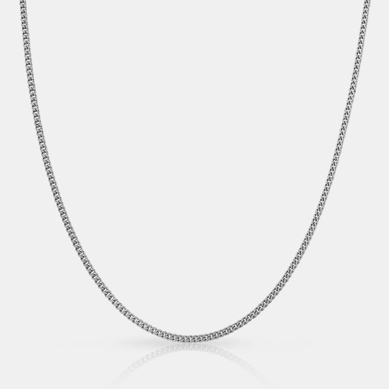 hypoallergenic silver chain men flat lay