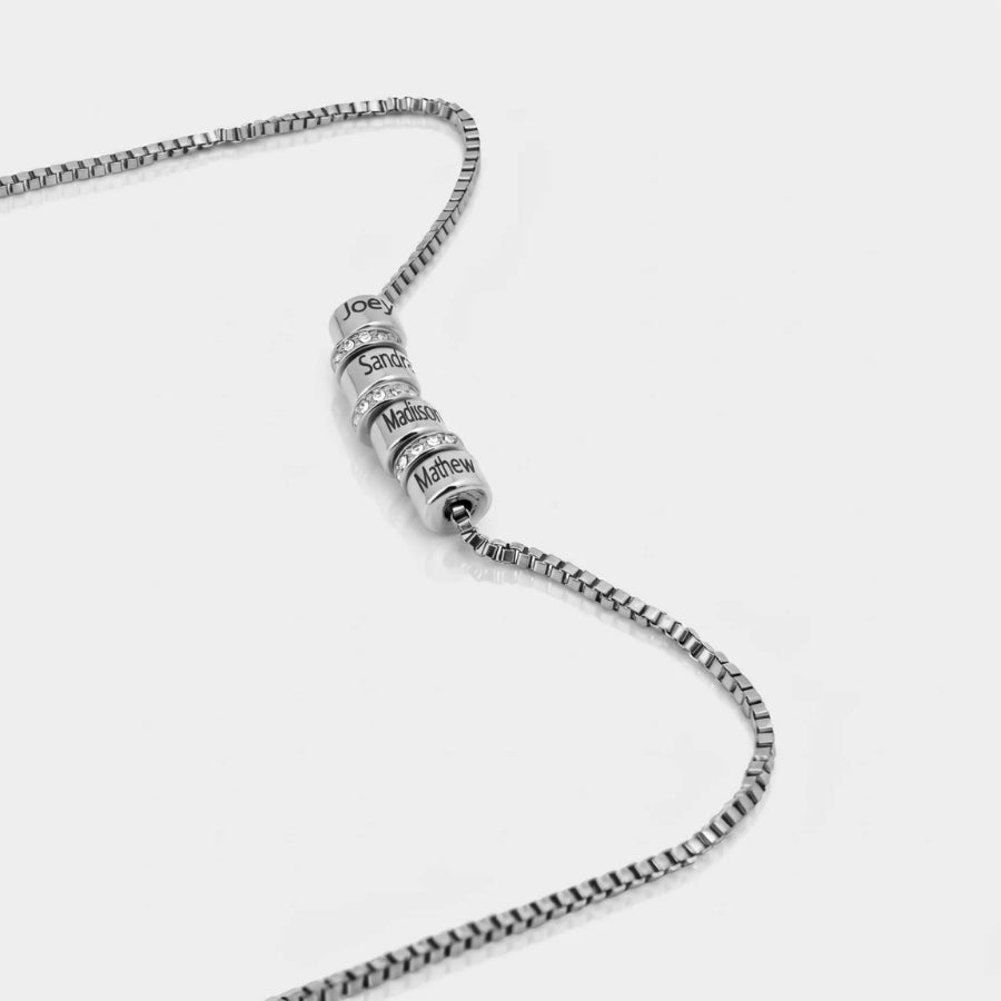 Multiple Rings Names Necklace close-up view