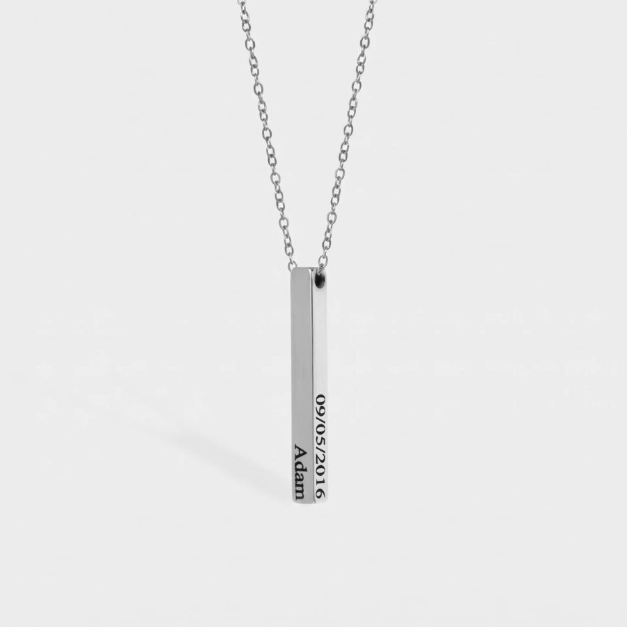 Multiple Name Necklace - 4 Sided Gold Bar macro detail
