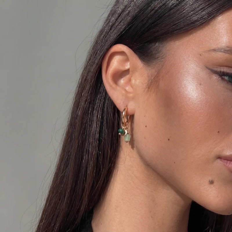 Charm Hoop Earrings - Wisdom Green | Monrich