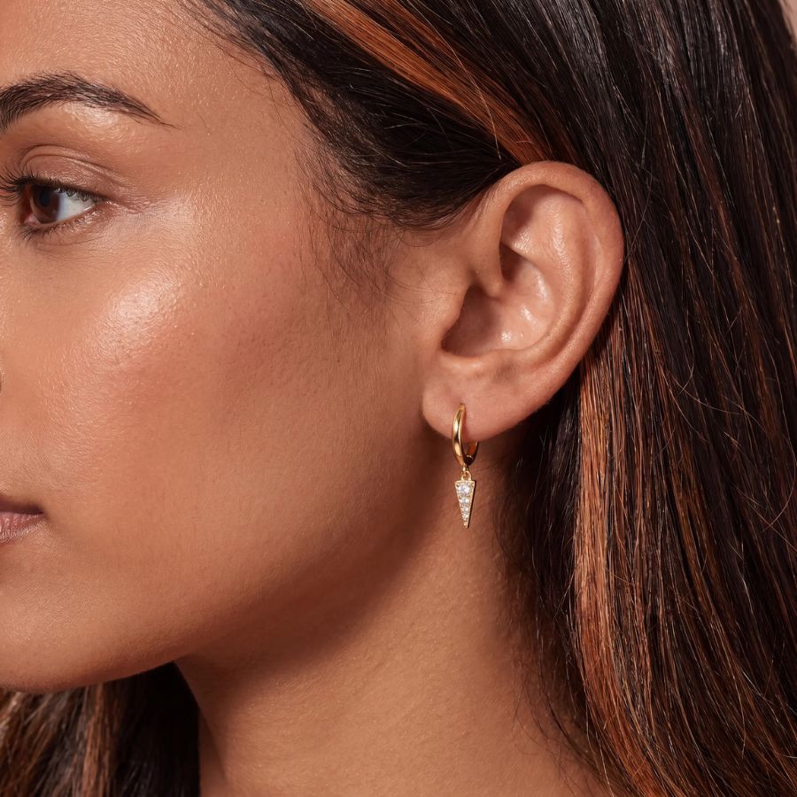Gold Hoop Earrings - Vega Drop Pavé | Monrich