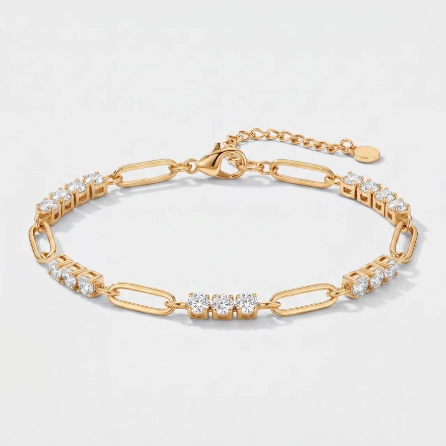Golden Link Tennis Bracelet | Monrich