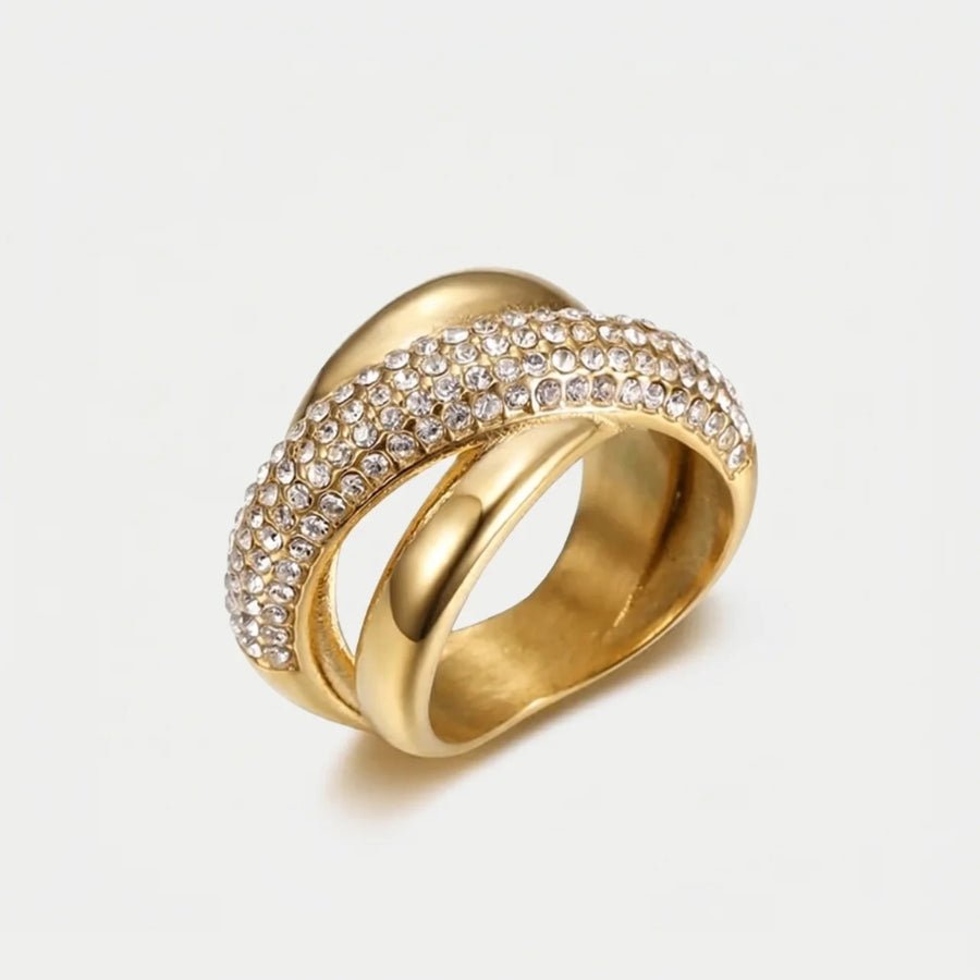Half Pavé Dome Cocktail Ring texture close-up