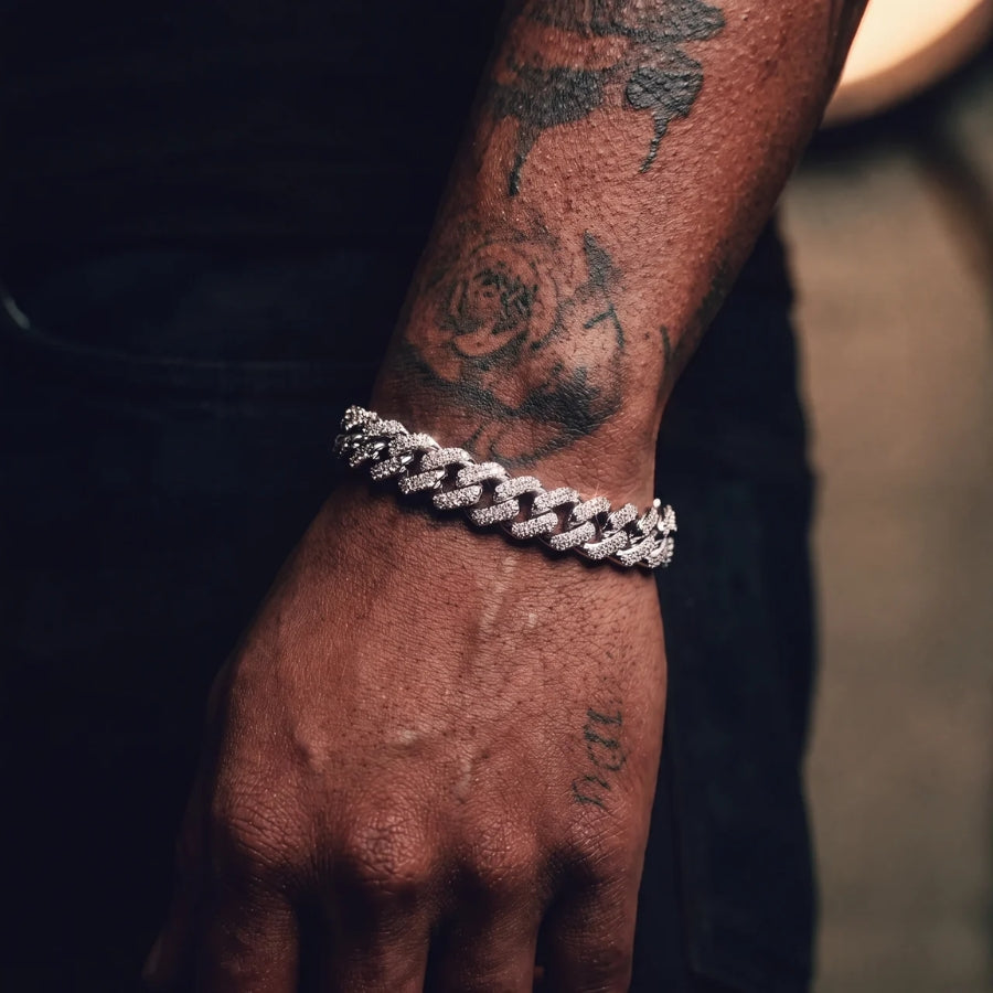 Bracelet Cubain Iced Serti Griffe