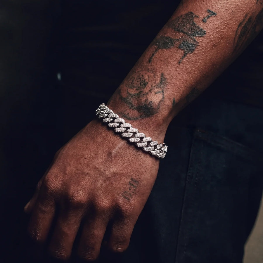 Bracelet Cubain Iced Serti Griffe