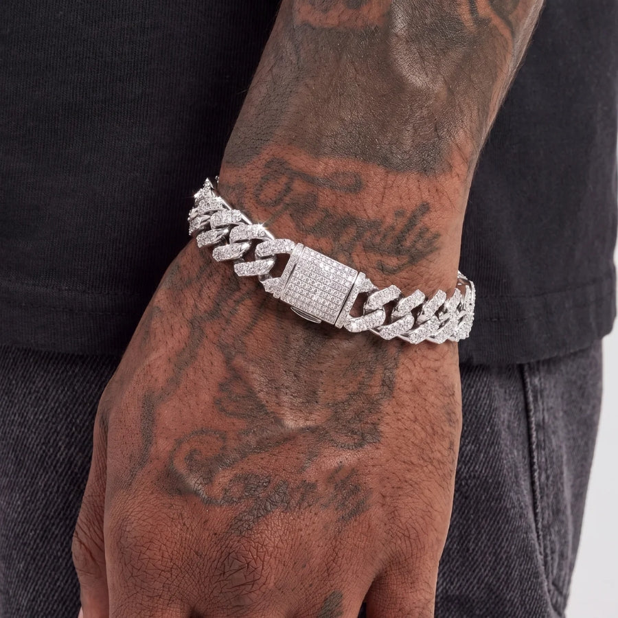 Bracelet Cubain Iced Serti Griffe