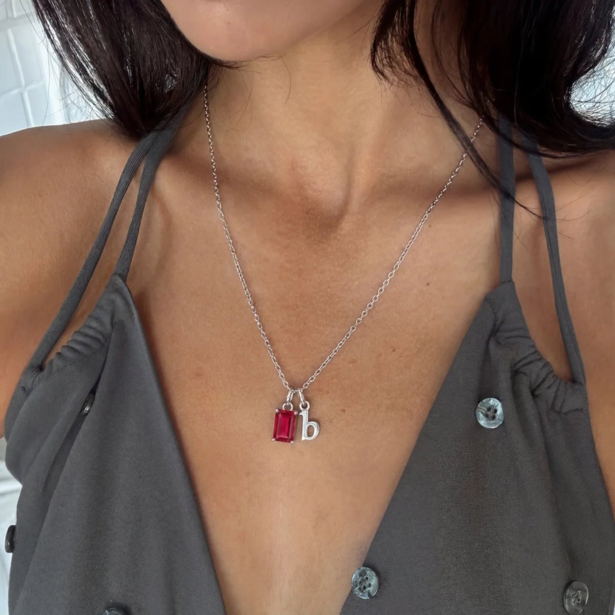 Initial and Birthstone Necklace - Personalised Gold | Monrich