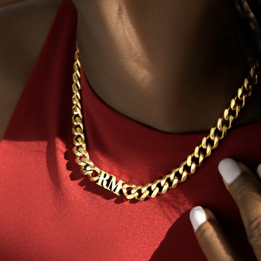 Initial Curb Chain Necklace - Gold-Plated & Custom - View 5