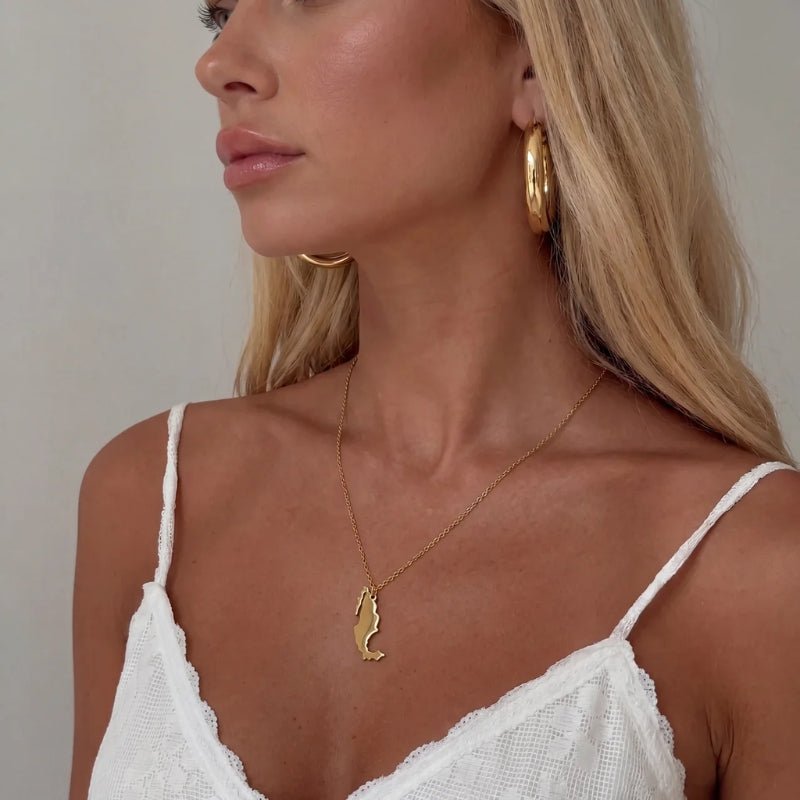 Map Necklace - Personalised Country Gold Pendant | Monrich