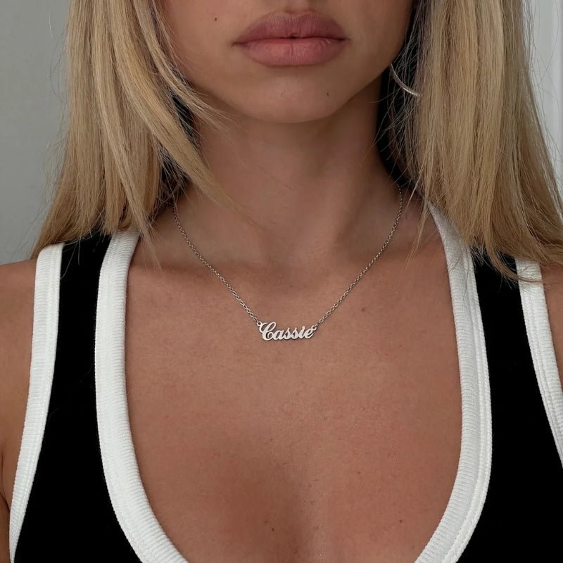 Name Plate Necklace - Gold Plated Personalised | Monrich