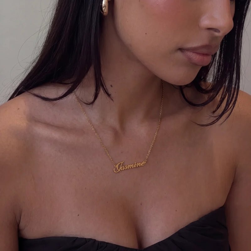 Name Plate Necklace - Gold Plated Personalised | Monrich