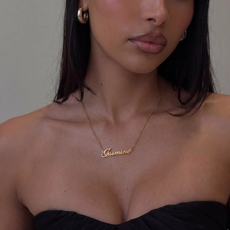 Name Plate Necklace - Gold Plated Personalised | Monrich