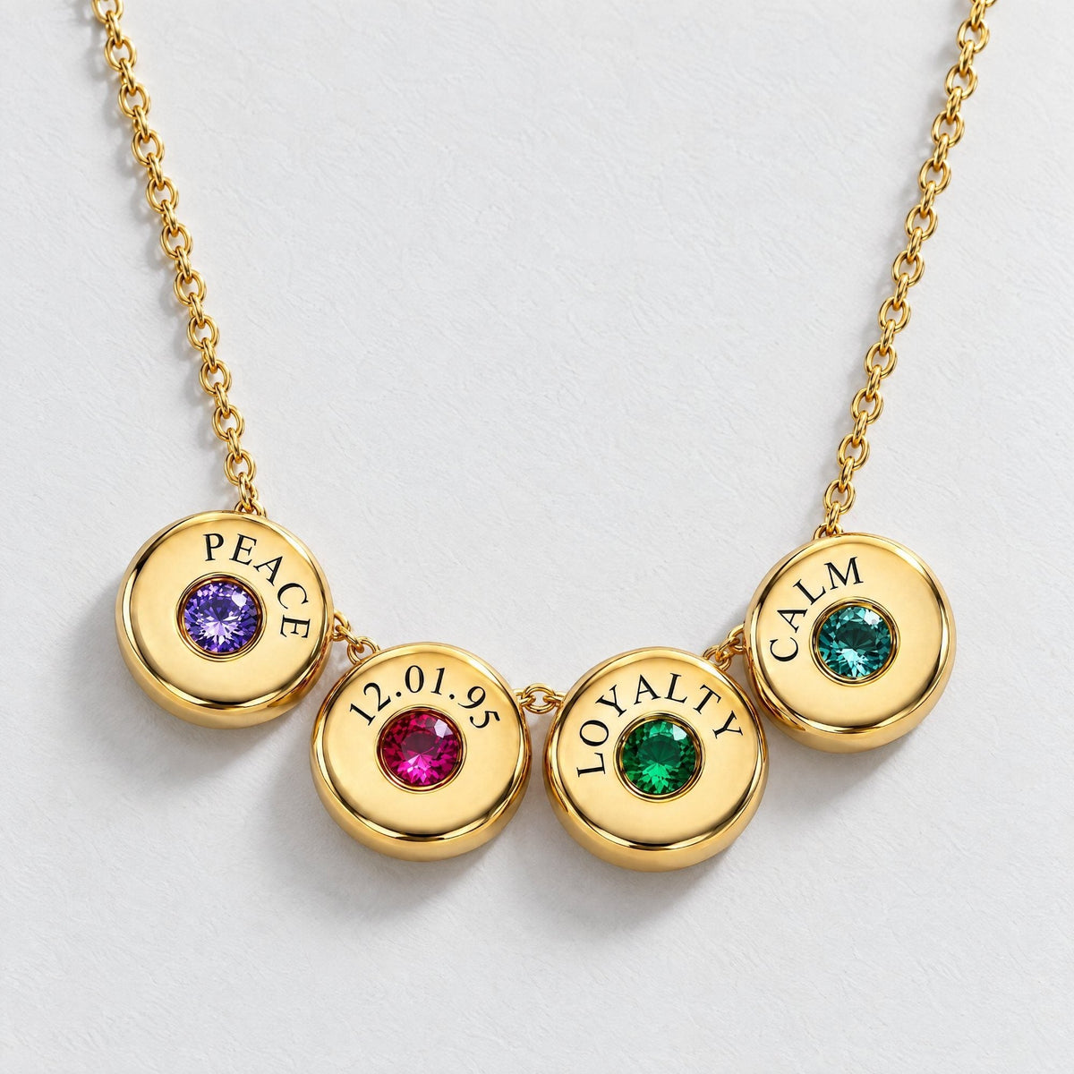 Nova Engraved Custom Birthstone Necklace - Gold | Monrich