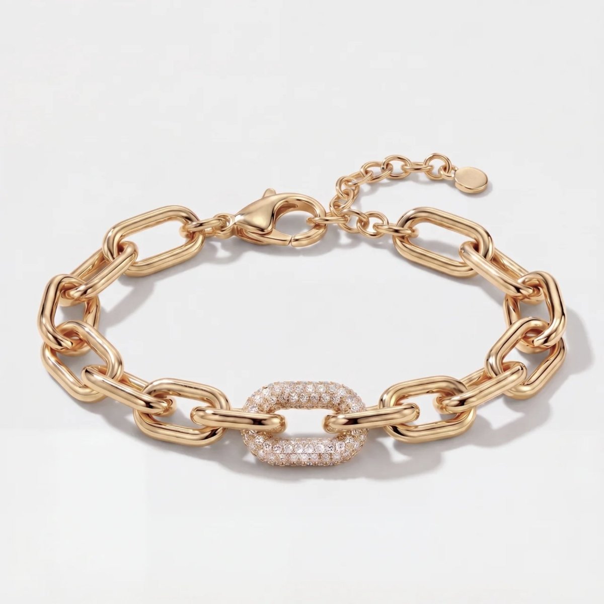 Paperclip Chain - Tennis Pavé CZ - Gold | Monrich