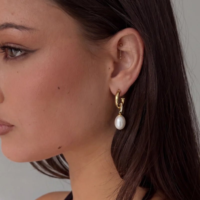 Pearl Drop Earrings - Nala Hoop | Monrich