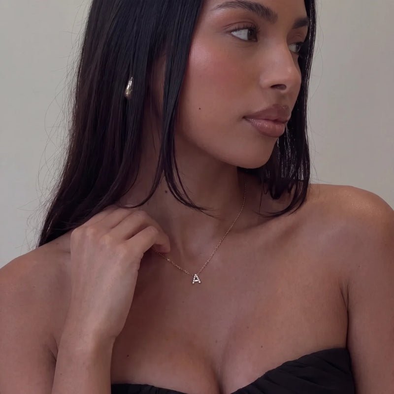 Petite Stone Letter Necklace | Monrich