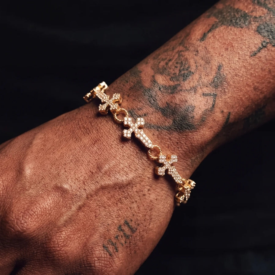Bracelet Maille Croix Sanctus