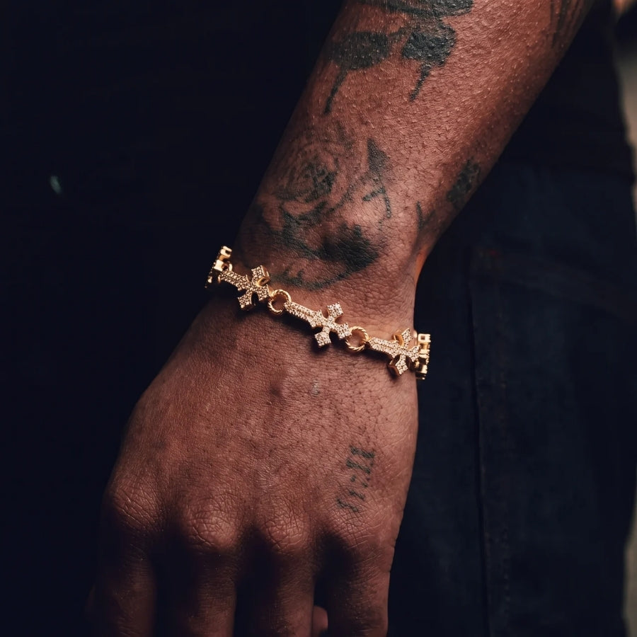 Bracelet Maille Croix Sanctus
