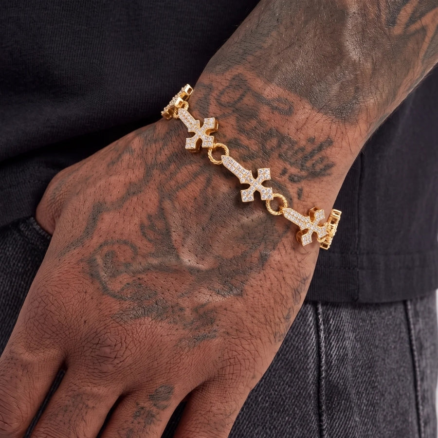 Bracelet Maille Croix Sanctus