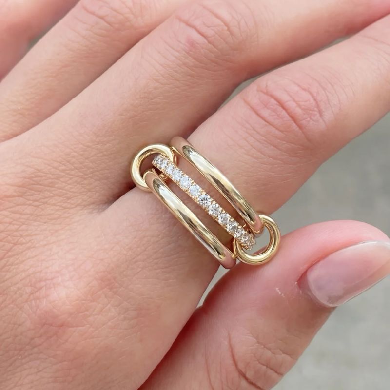 Triple Row Polished & Iced Mix Ring from above