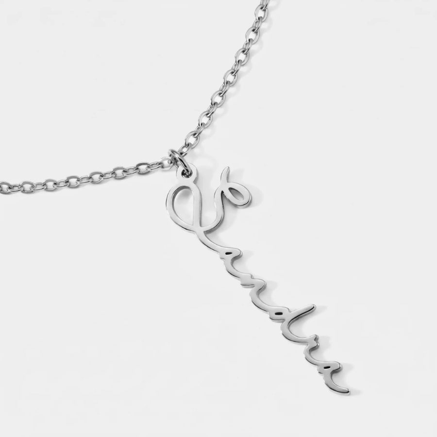 Name Bar Necklace - Engraved Gold Personalised texture close-up