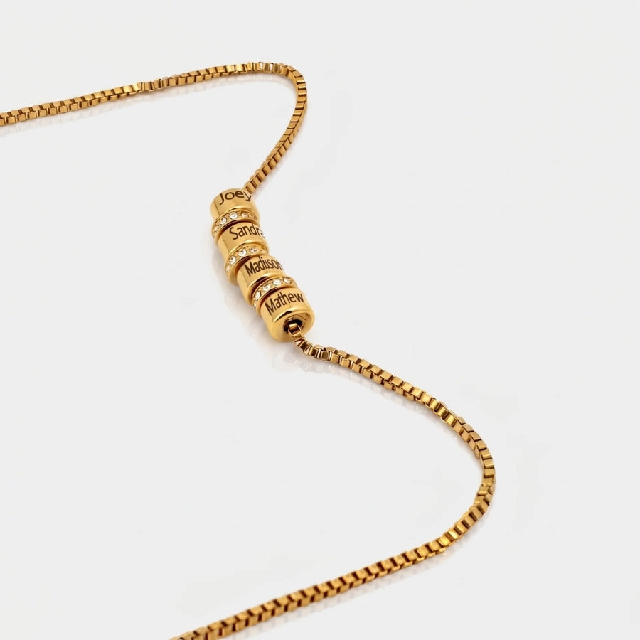 Multiple Rings Names Necklace in 18K gold or silver finish