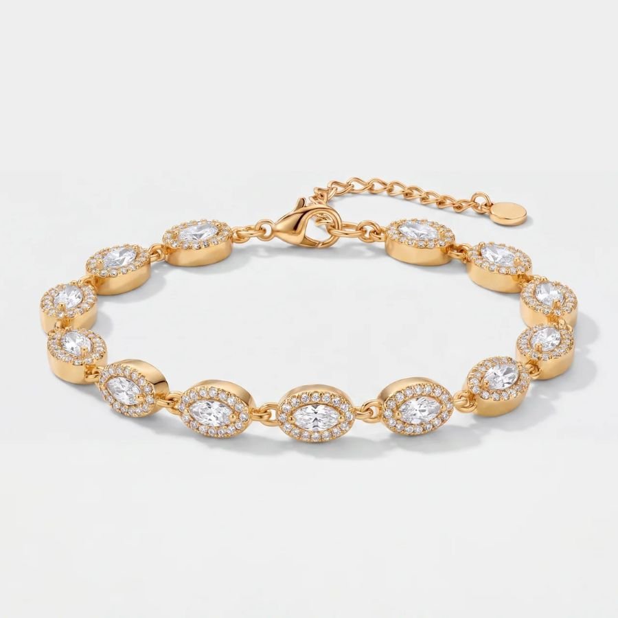 Aurelia Oval Tennis Bracelet - Gold | Monrich