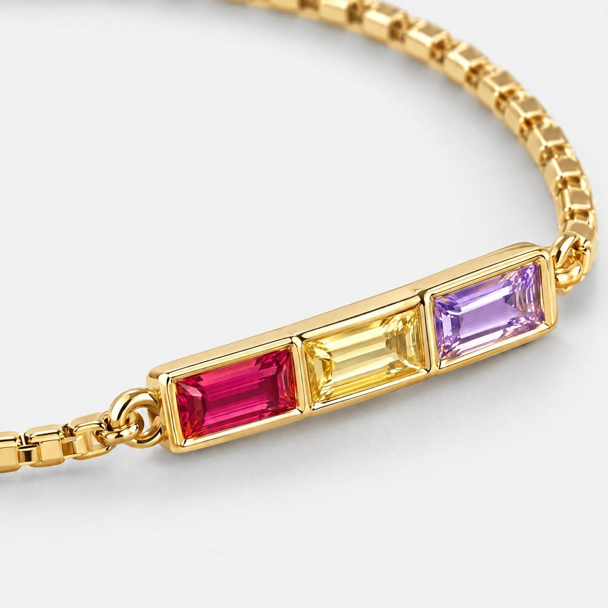 Baguette Birthstone Custom Bar Bracelet | Monrich