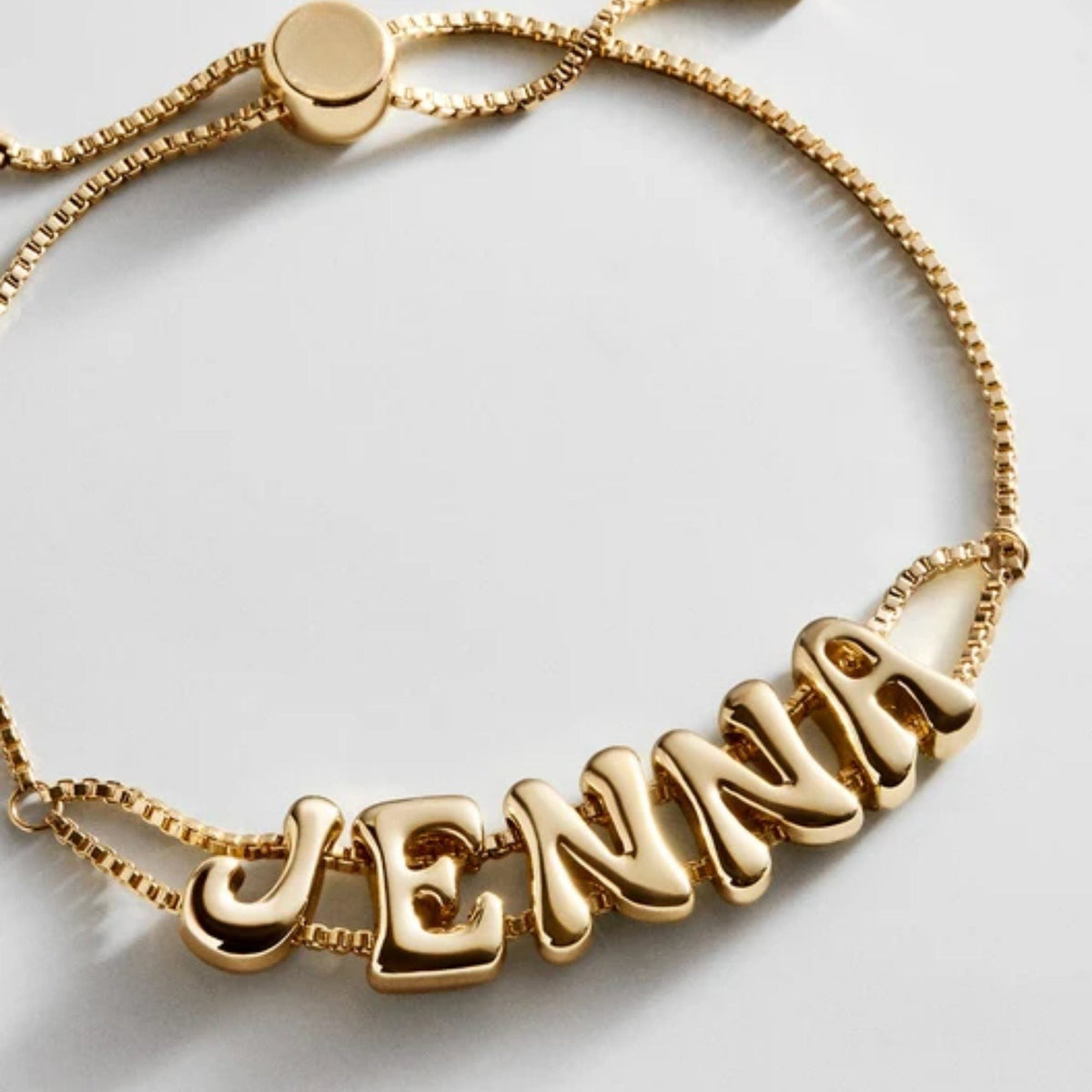 Bubble Letter Slider Custom Bracelet - Gold | Monrich