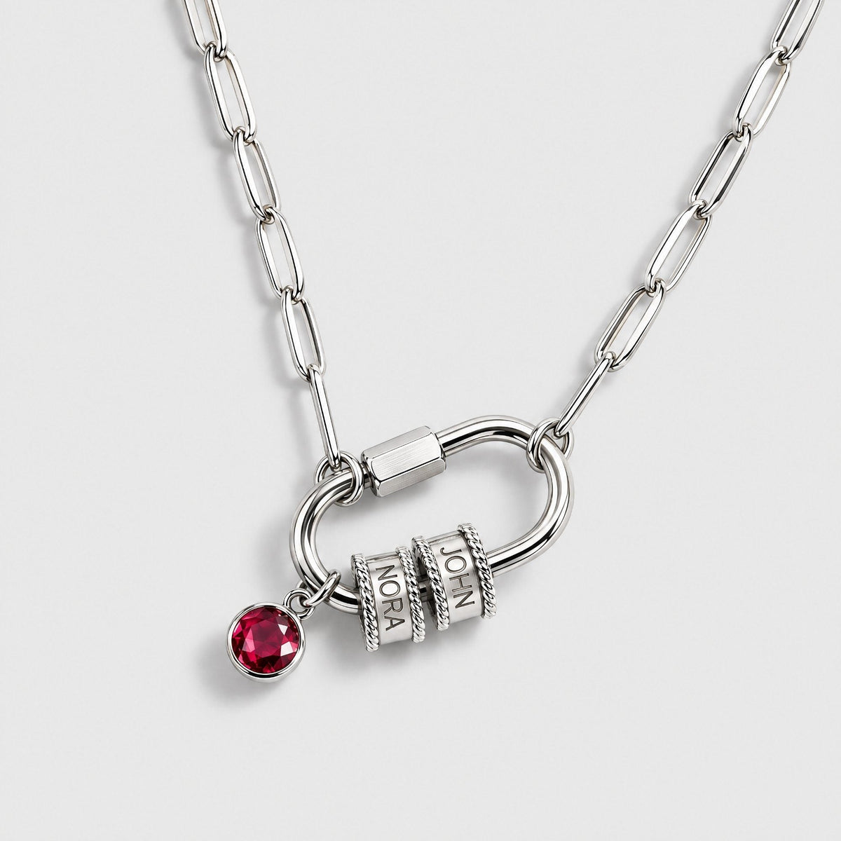 Carabiner Custom Name Birthstone Necklace | Monrich