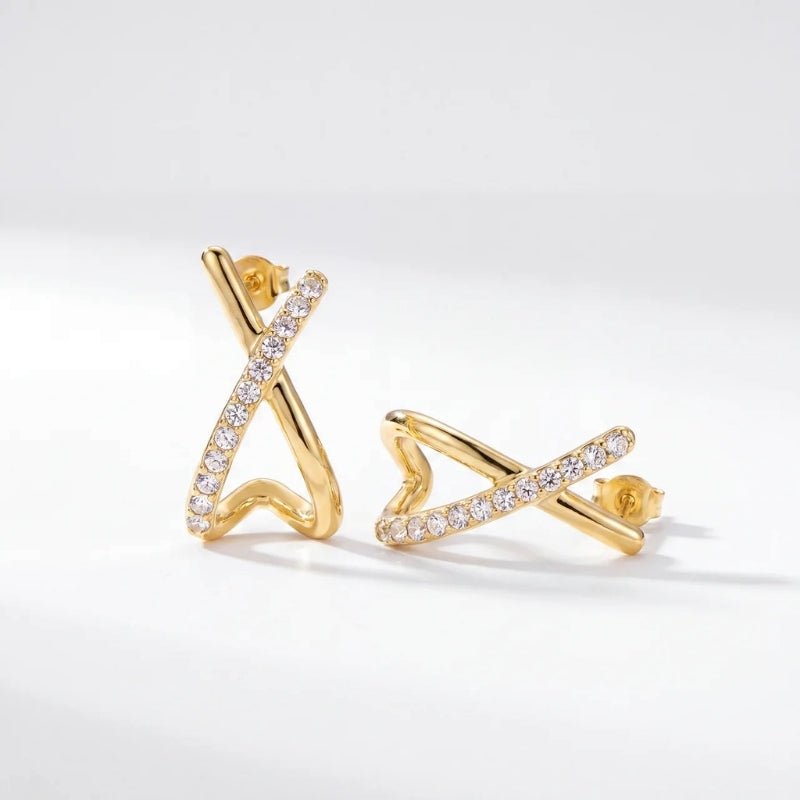 Crossover Earrings - Iced Drop | Monrich