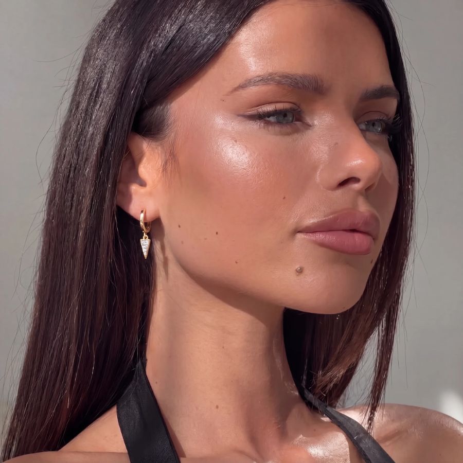 Gold Hoop Earrings - Vega Drop Pavé | Monrich