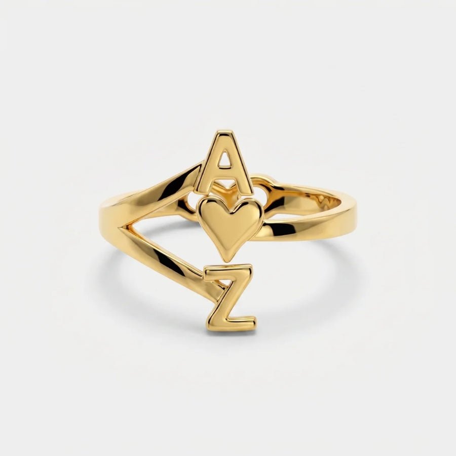 Initial Heart Ring in 18K gold or silver finish