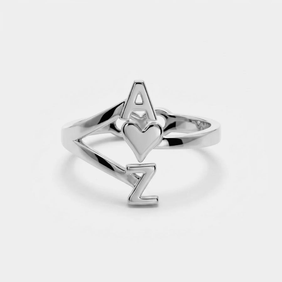 Initial Heart Ring close-up view