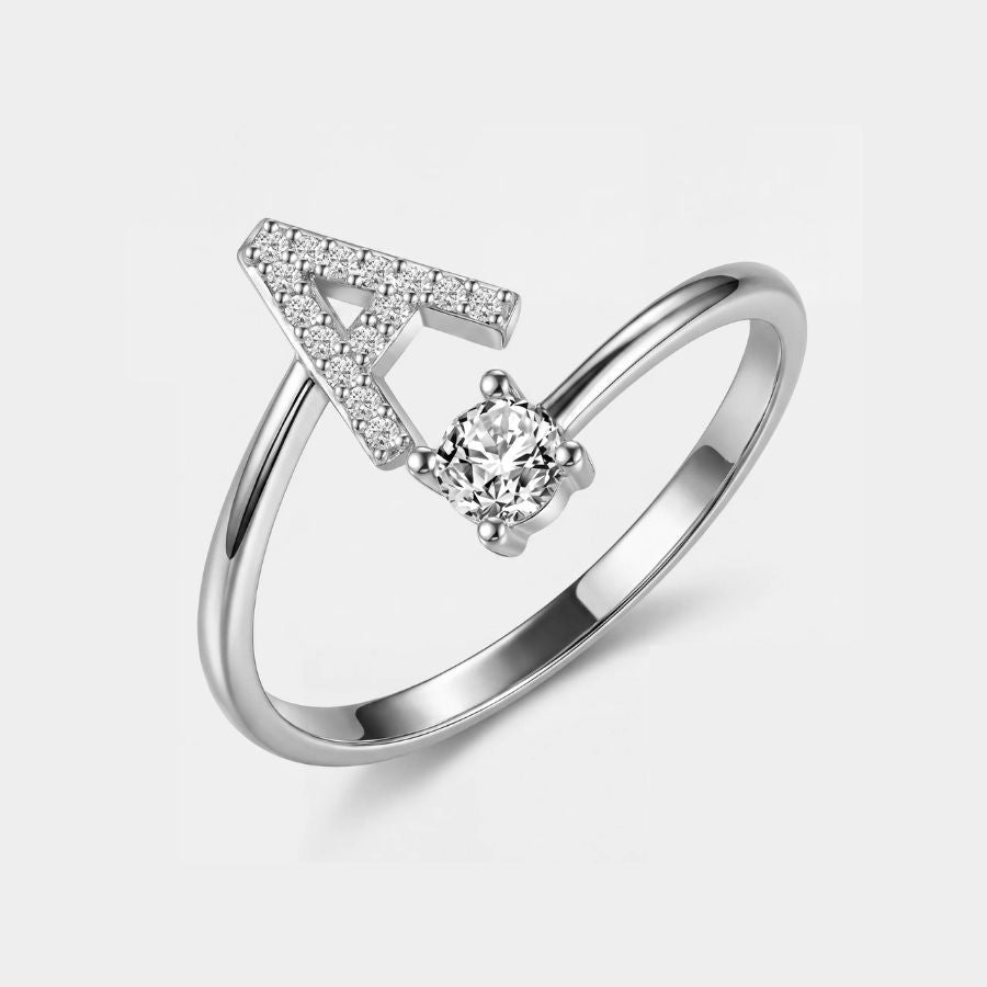 Initial Ring - Icy Pavé Adjustable - Silver | Monrich