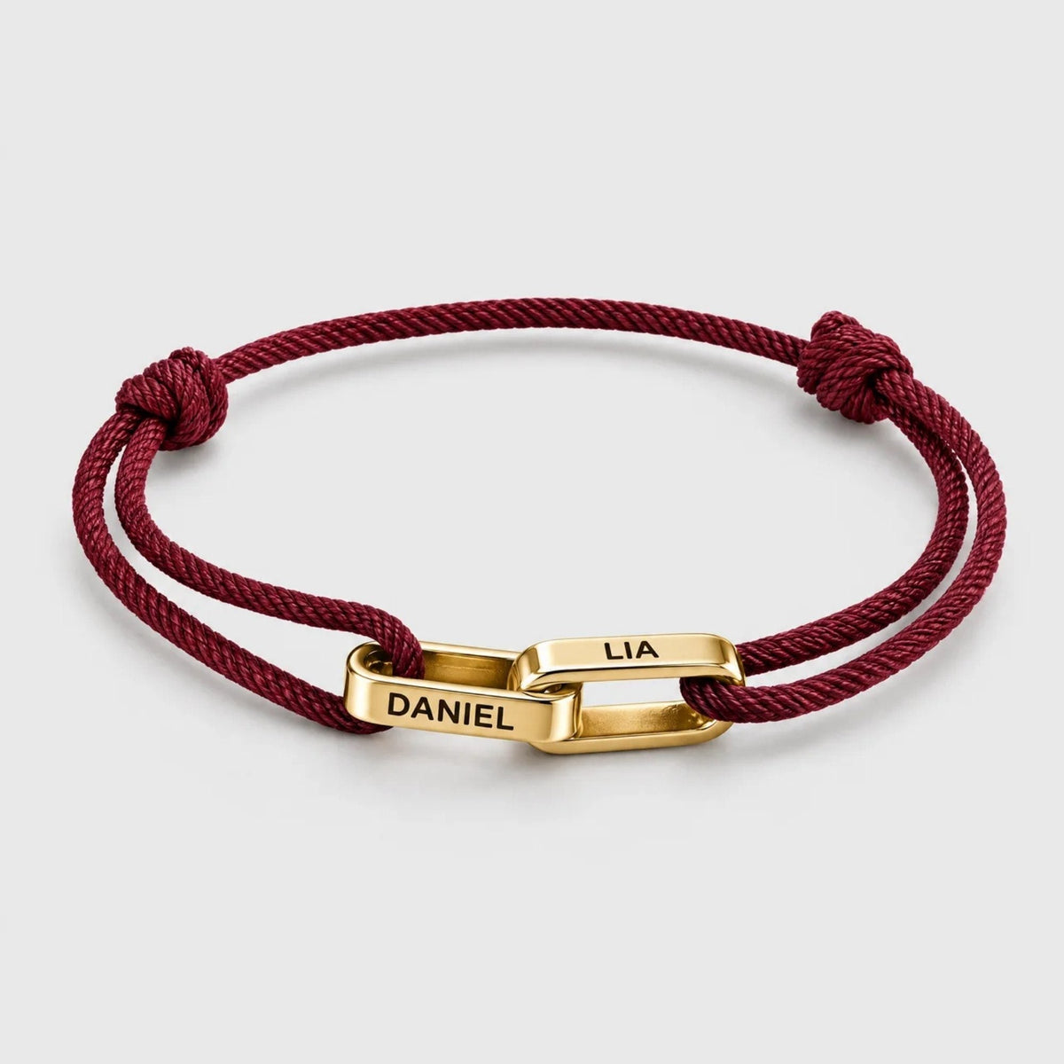 Interlocking Custom Name Cord Bracelet - Gold | Monrich