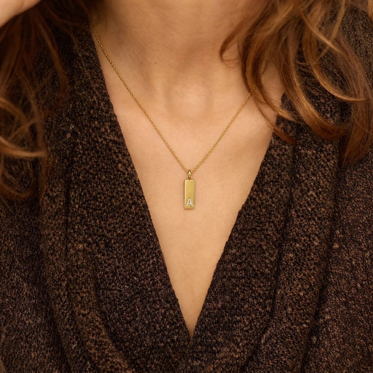 Pavé Initial Custom Bar Necklace | Monrich