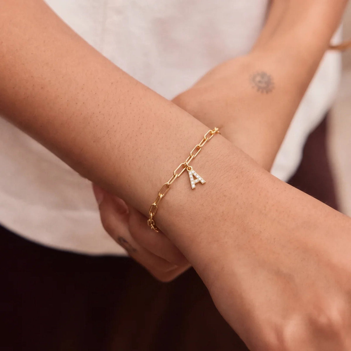 Pavé Initial Paperclip Custom Bracelet | Monrich