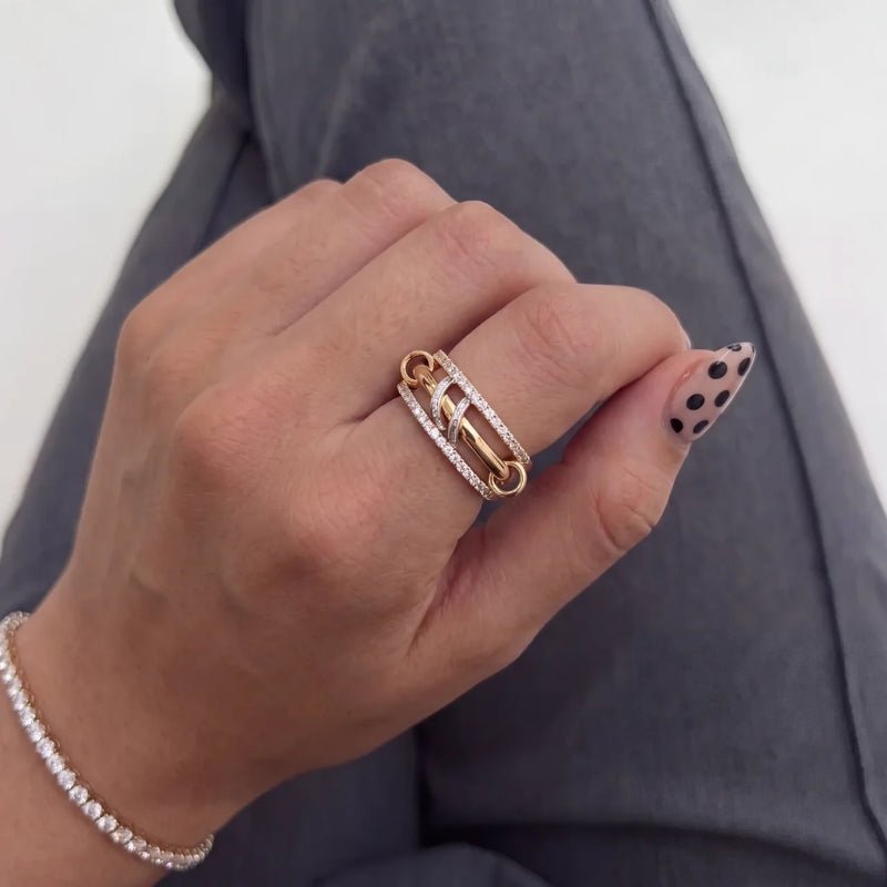 Pave Ring - Multi Layer Mixed Metal | Monrich