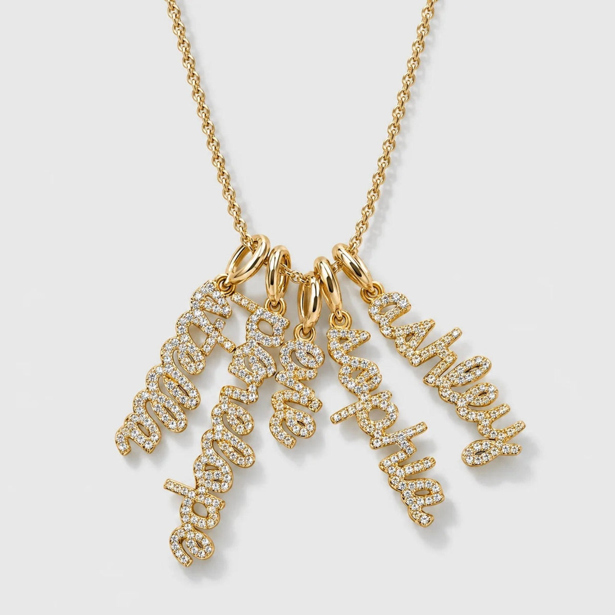 Pavé Script Cluster Custom Name Necklace - Gold | Monrich