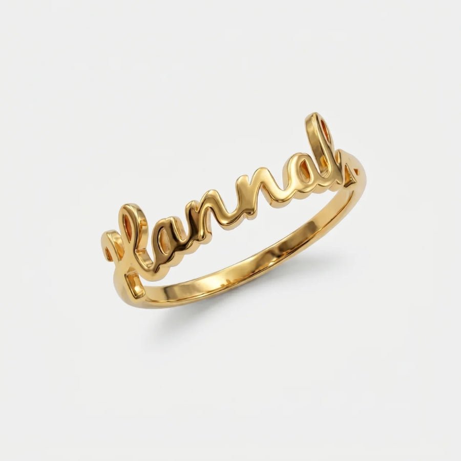Personalised 3D Name Ring in 18K gold or silver finish