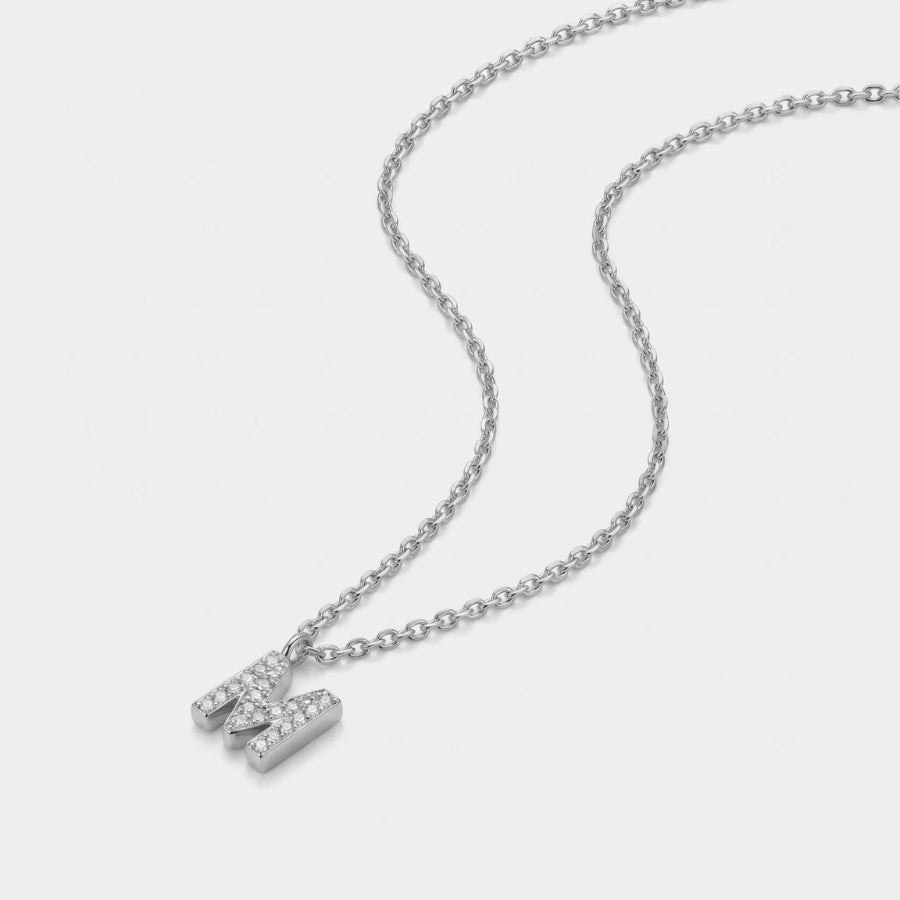 Petite Stone Letter Necklace light reflection