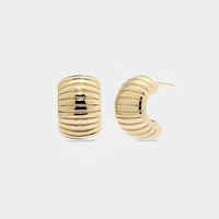 Gold Hoop Earrings - Strata Ridged
