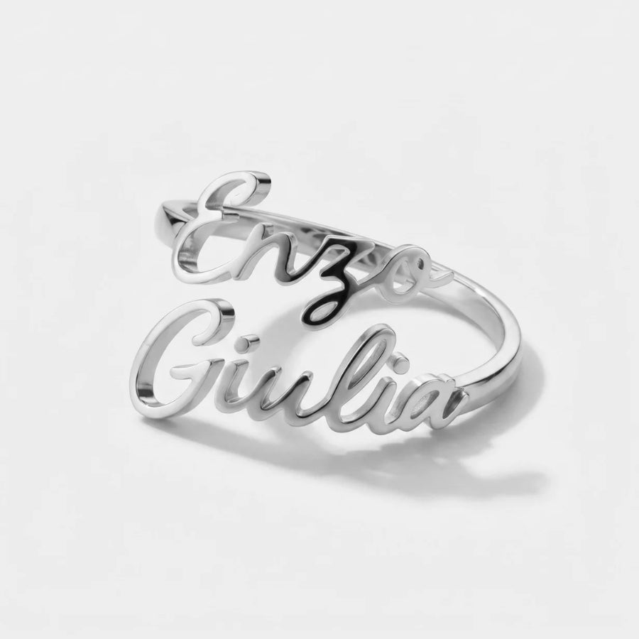 Two Names Custom Ring from above