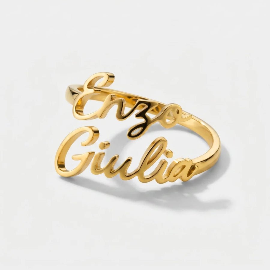 Two Names Custom Ring in 18K gold or silver finish